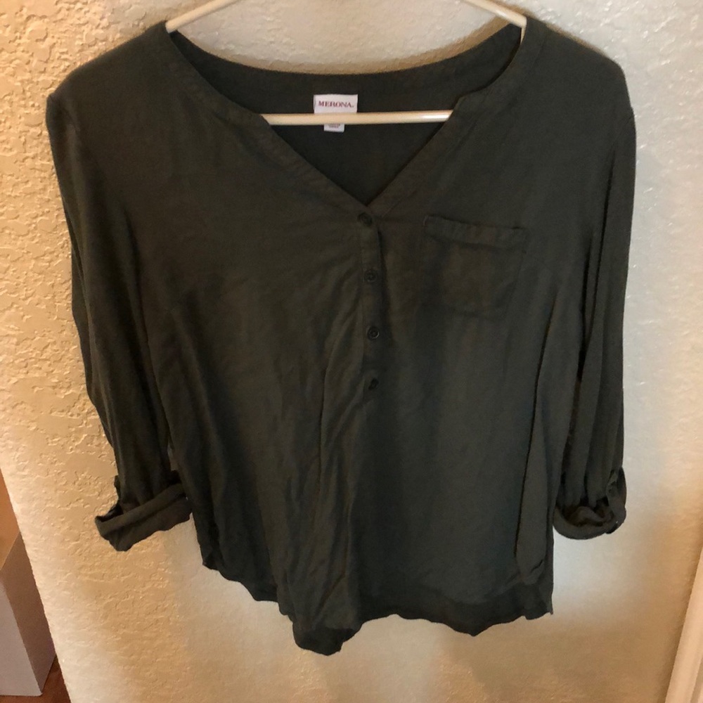 Green long sleeve button down